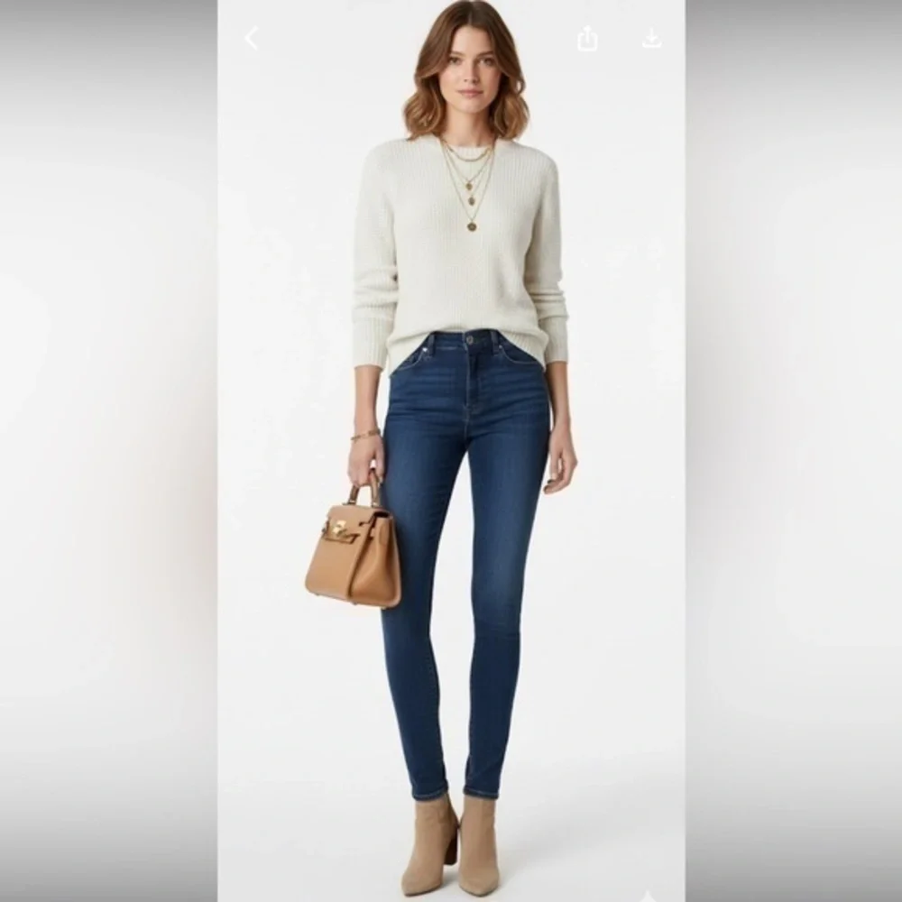 Uniqlo Creme  Textured Crewneck Wool Blend Sweater - Picture 14 of 15